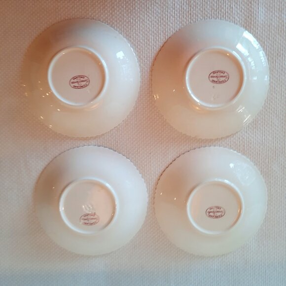 Set of 4 Copeland Pottery "Spode's Tower" Transfer Ware Saucers, Pink/Red, 5 7/8 - Picture 4 of 4